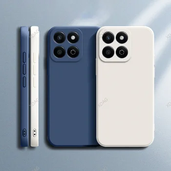 Basic Original Phone Case for Honor 200 Smart 5G 6.8" Soft Liquid Silicone Square Classic Lens Protection Back Cover Accessories