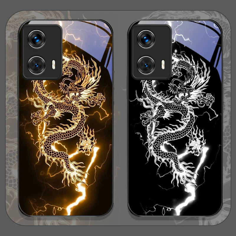 Creative Dragon Pattern Tempered Glass Phone Case - Hard Cover