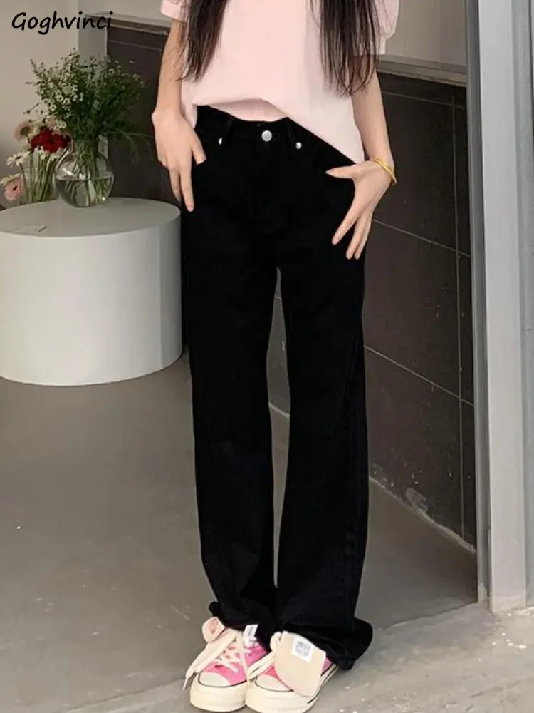 

Jeans Women Baggy Straight Chic Casual Harajuku High Waist Washed Trousers American Retro Fashion All-match Tender Simple Teens