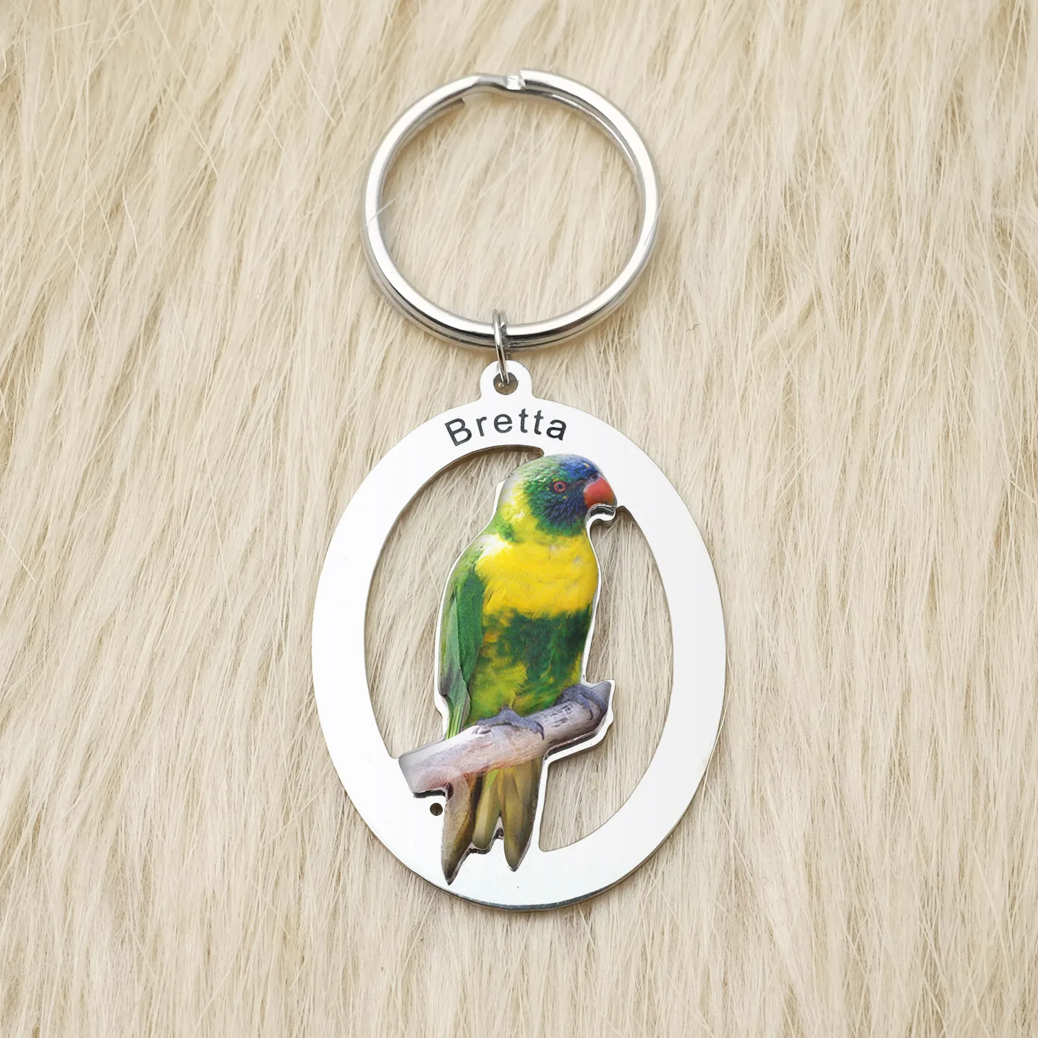 Parrot Bird Key Chains Keychain Cute Animal Key Ring Jewelry Lovebird Parrot Bird Key Chain Photo Gift for Men and Women