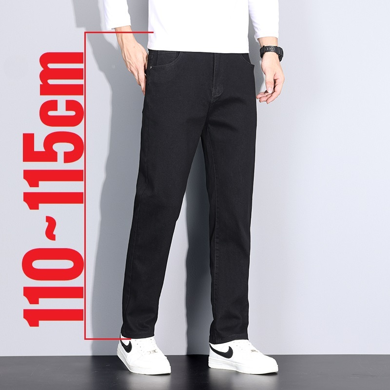 2025 New in Tall Men Clothes Sale Store Extra Long Denim Pants Straight Leg Black Jeans Length 114cm 115cm 115 190 Cm Thin Young