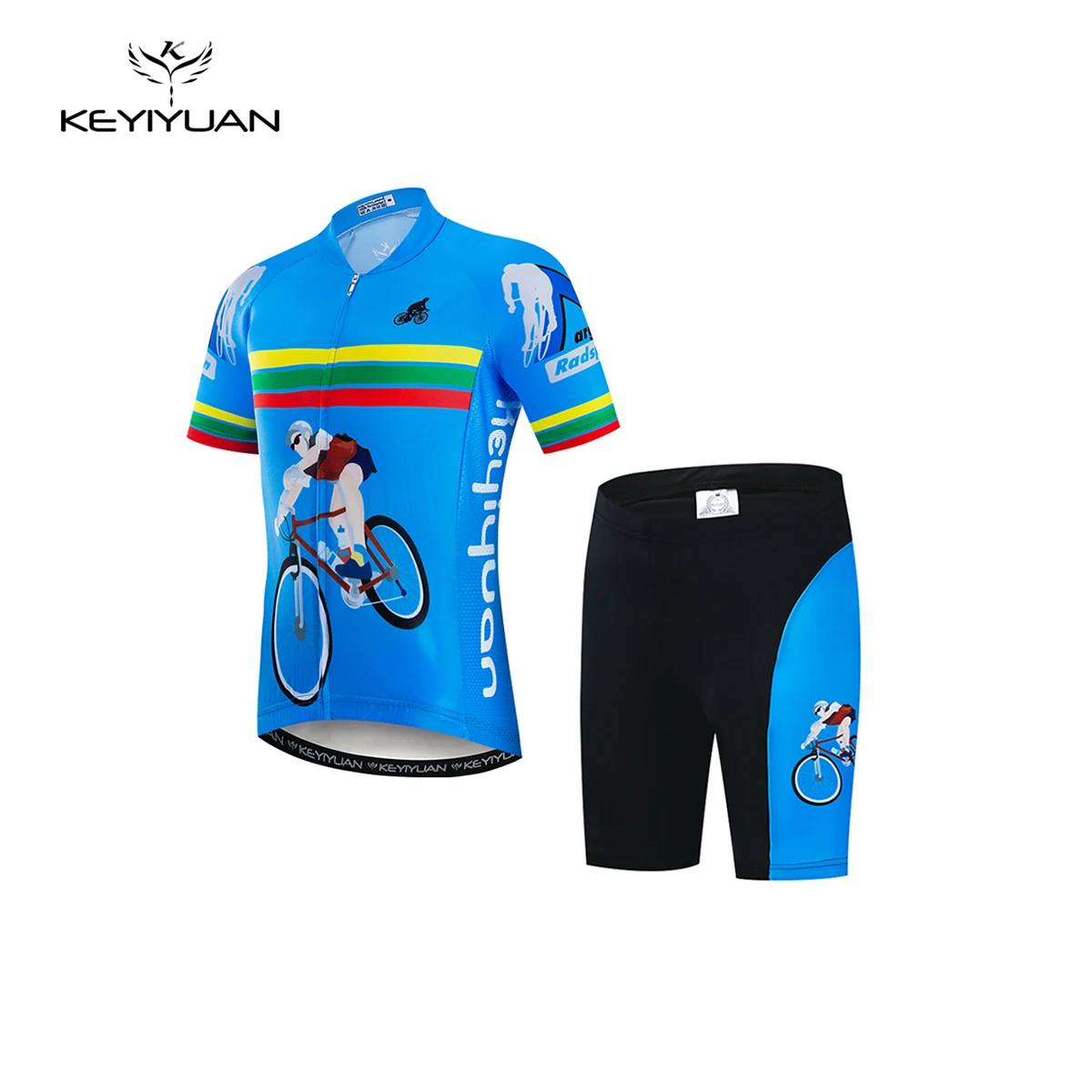 

KEYIYUAN Child Cycling Jersey Suit Short Sleeve Bike Shirts Boy Girl Summer Bicycle Set Kids MTB Clothing Equipacion Ciclismo