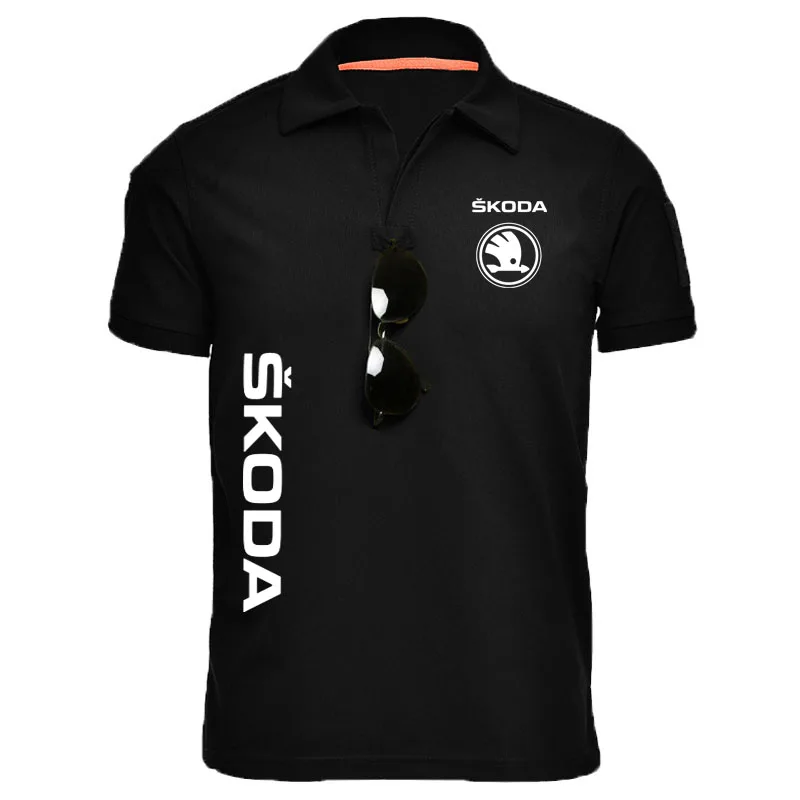 

Summer new men's short-sleeved top Skoda car logo print Breathable 100% Cotton High Quality Military Tactical men's T-Shirt