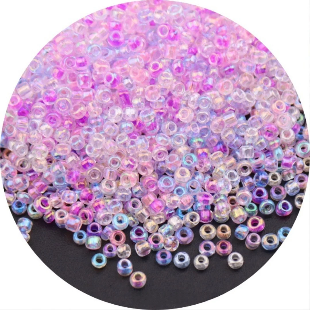 1.5-4mm15/0, 12/0, 8/0, 6/0, 다채로운 투명 유리 쌀알 비즈, 루즈 비즈, DIY 비즈 장식, 의류 자수, 태슬 액세서리