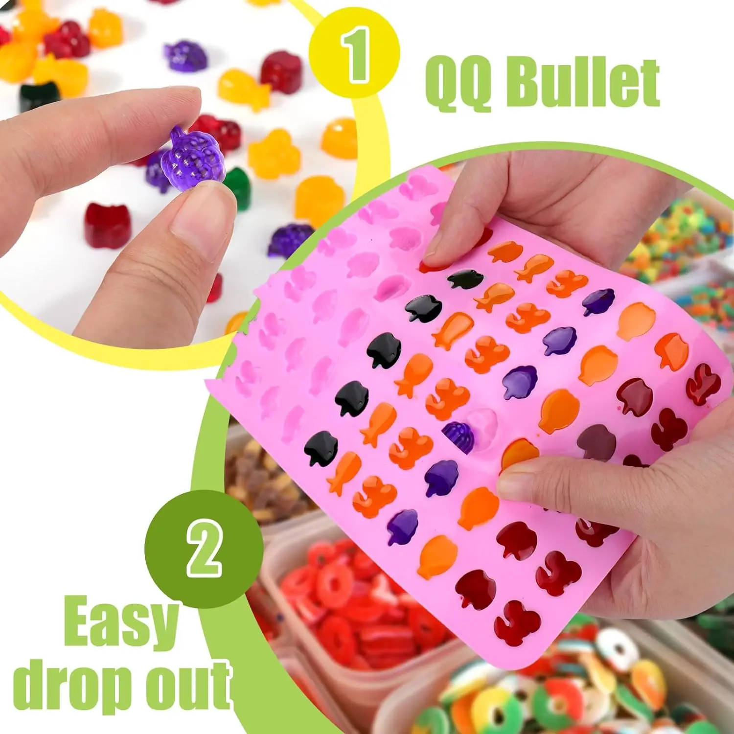 Silicone Gummy Bear Candy Chocolate Molds 5 Pack 50 Cavity to Make Bear Candy for Your Kids BARRETLGQ