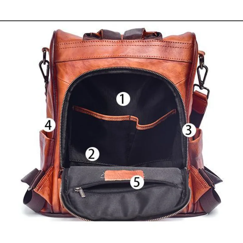 MOTAORA Vintage Large Capacity Women's Backpacks Anti Theft Genuine Leather Backpack Cowhide Woman Travel Luxury Bagpack Women 6