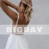 A-Line Wedding Dress Women Lace Open Back Square Collar Spaghetti Straps Split Bridal Gown Train Vestidos De Noiva Customized 2