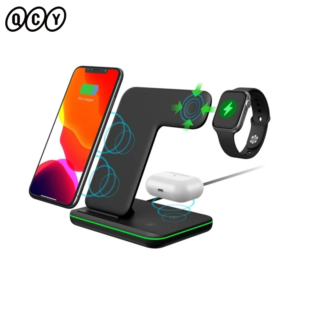 Беспроводная зарядная площадка Qi для iphone 13 12 Pro iWatch airpods док-станция подставка