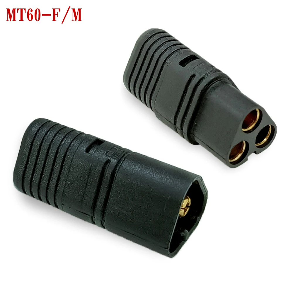 Amass MT60 블랙 암컷 플러그 커넥터, RC 리모컨 장난감 비행기용 시스 세트 포함, 3.5mm, 10 쌍, 20 쌍, 50 쌍