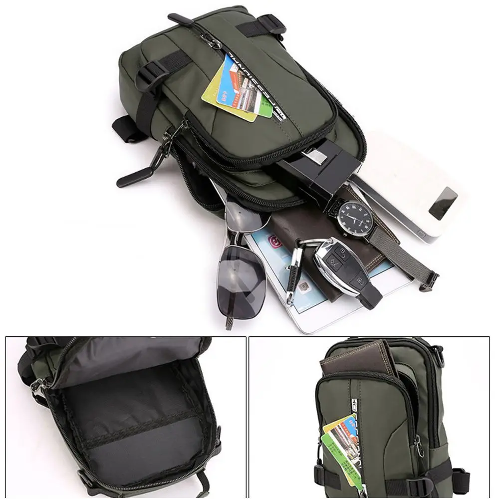 Water Proof USB Charging Port Rucksack Pack Nylon Crossbody Bag Messenger Chest Bag Men Small Backpack Travel Shoulder Bag