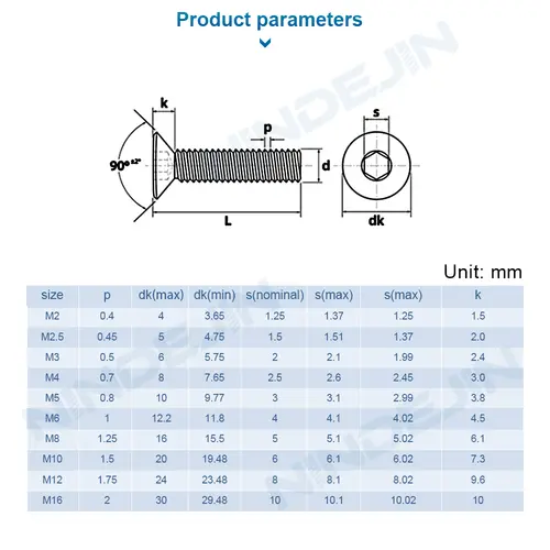 NINDEJIN Hexagon Socket Flat Head Screw Carbon Steel M1.6 M2 M2.5 M3 M4 M5 M6 M8 M10 M12 Allen Bolts Machine Screw - Image 5