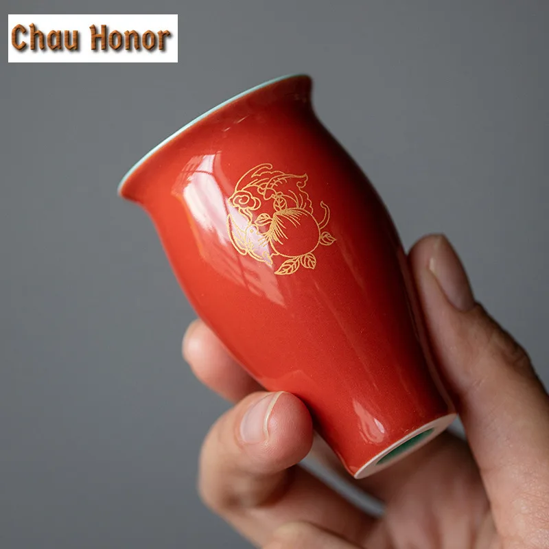 2pc/Set 40ml Palace Color Glazed Ceramic Tea Cup Household Ceramic Small Smelling Cup Single Kung Fu Tea Set Master Cup Tea Pair