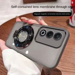 Transparent Soft Phone Case with Magnetic Ring and Lens Protection - Full Coverage Back Cover for OPPO A80 5G (Black)