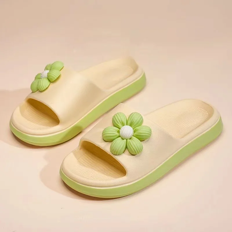 

Тапки женские летние однослойные, рандомные повседневные, Нескользящие, с цветами, домашние тапочки, шлепанцы для ванной, пляжные тапочки