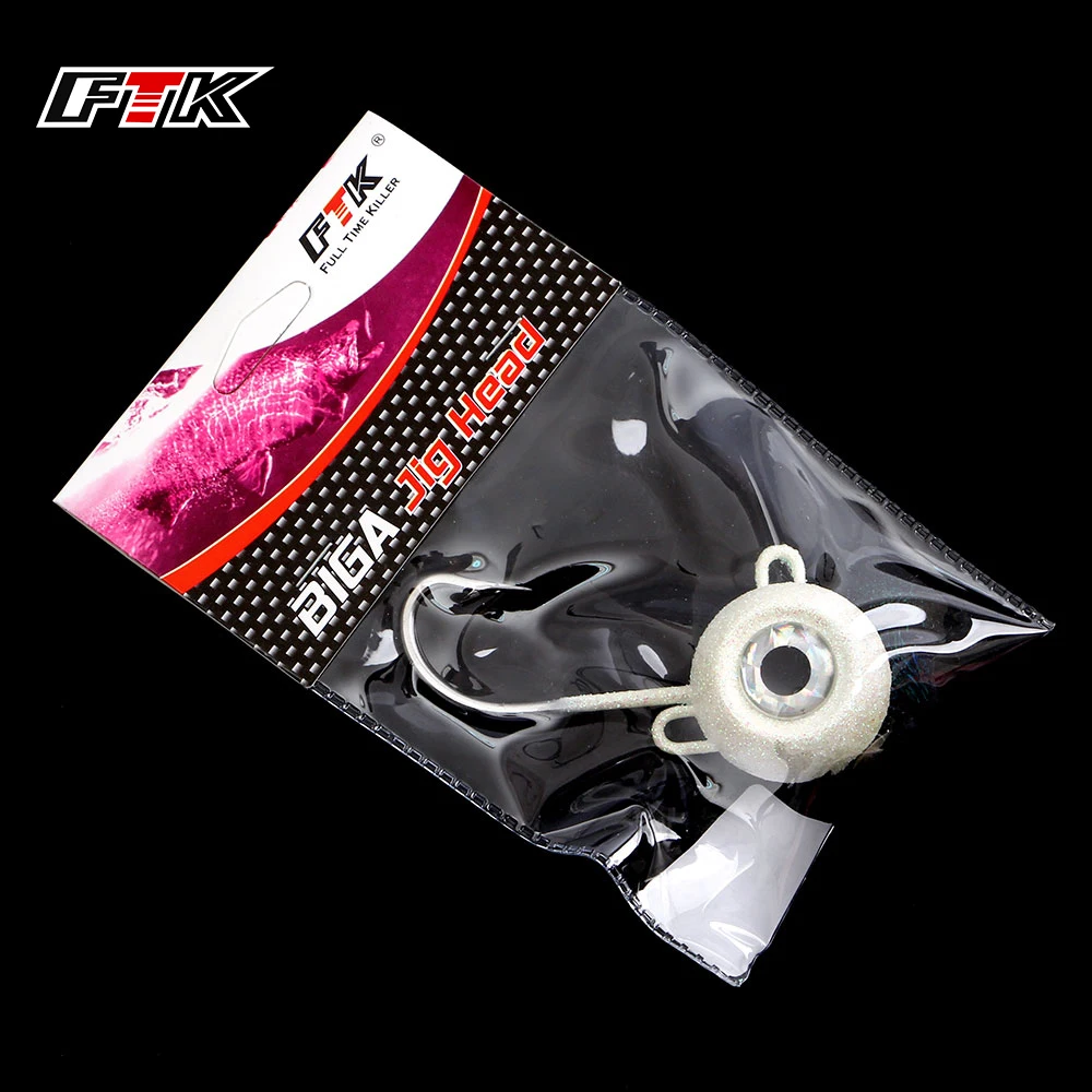 FTK Fishing Jig Head Hook 3D Eye Saltwater 120g/180g/160g Fishing Lure Deep Drop Light Swimbait for Pompano Striper Halibut Bass