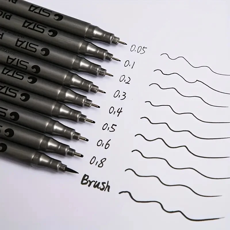 1pc Pigment Liner Pigma Micron Ink Marker Pen 0.05 0.1 0.2 0.3 0.4 0.5 0.6 Different Tip Black Fineliner Sketching Pens permanent marker pen marker pens permanent marker pen marker markers pen marker pen art marker pens art markers sketching markers drawing pen