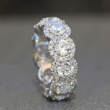 Huitan Sparkling CZ Promise Ring – Women’s Silver Band