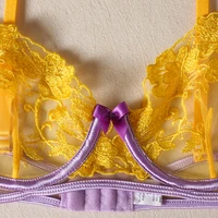 Brskbzda-Ensemble de Lingerie en Dentelle Transparente, Sous-Vêtements Sexy, 3 Pièces, Motif de Barrage Floral, de Luxe, Non Censé, Sensuel, Culotte, Nouvelle Collection 4