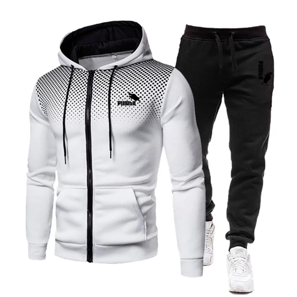 Spring and Autumn Exploration Men's Set New Brand Sports Print Hoodie Set Men's Zipper Casual Designer Sportswear Set