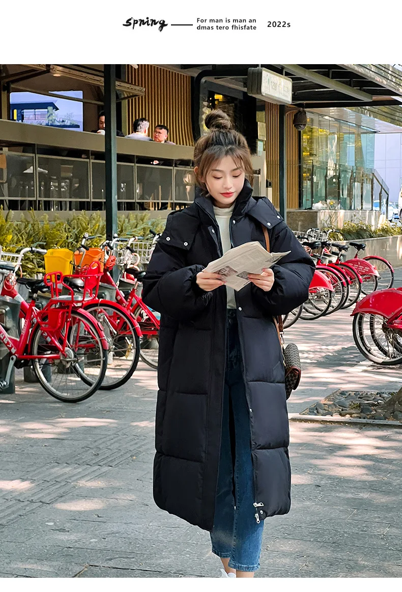 vielleicht coreano jaqueta feminina inverno parkas sólido com capuz engrossar quente feminino neve wear casaco acolchoado roupas soltas