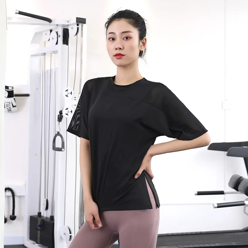 

Loose mesh short sleeve women's running smock fitness shirt top network celebrity sports T-shirt yoga