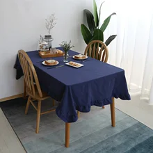 

Cotton Tablecloths, Waterproof Table Covers Pure Color Simplicity Blue Dining Table Coffee Table Deco