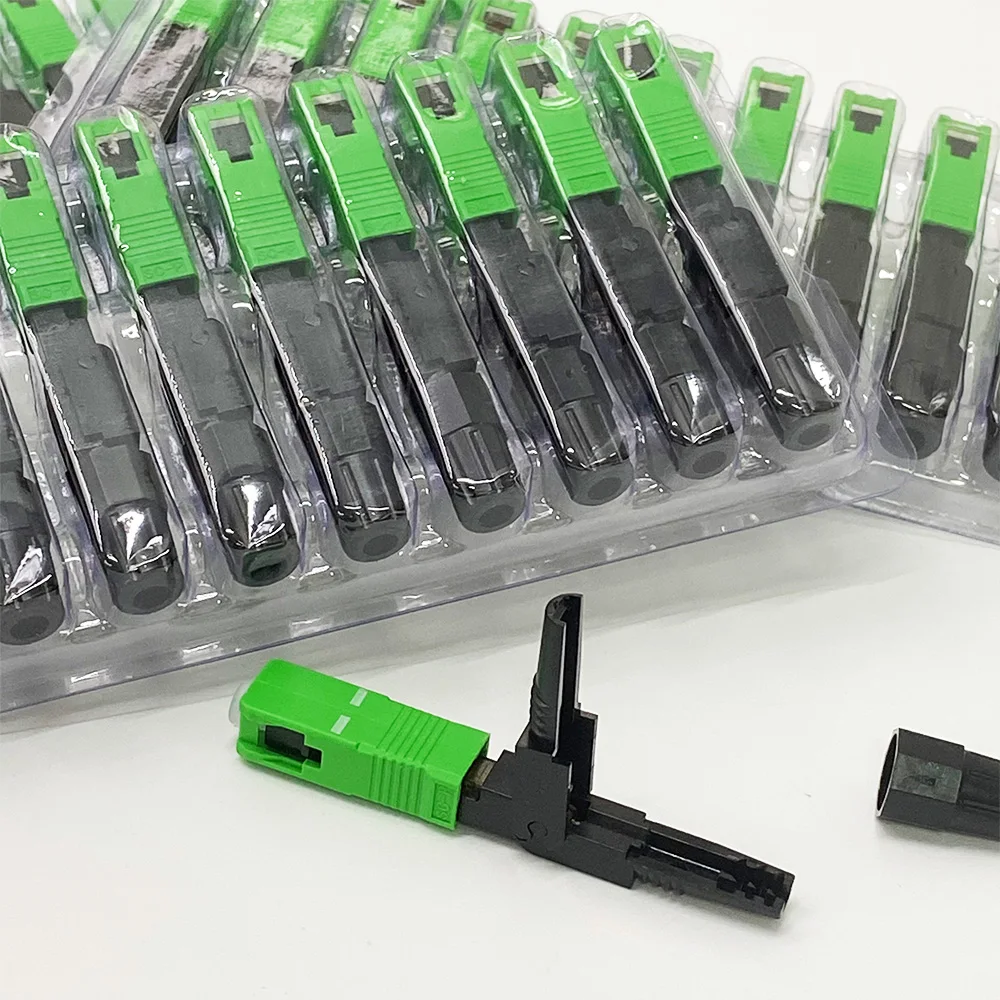 100PCS SC APC quick connector SC APC fiber optic adapter FTTH fiber optic quick connector on-site installation