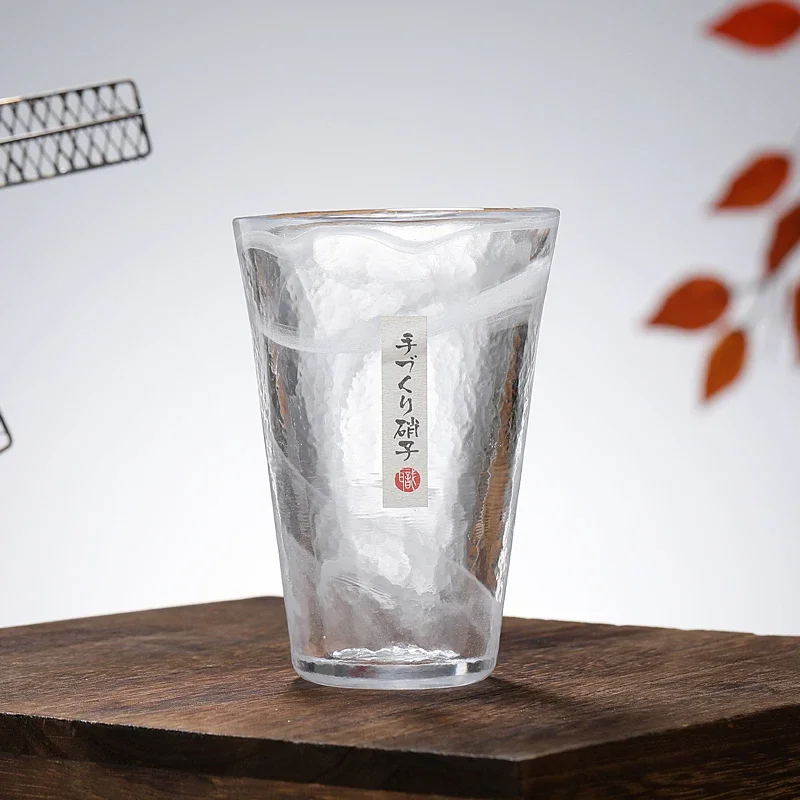 Japanese household Japanese style handmade smudge cloud hammer pattern glass water glass wine teacup 1PC