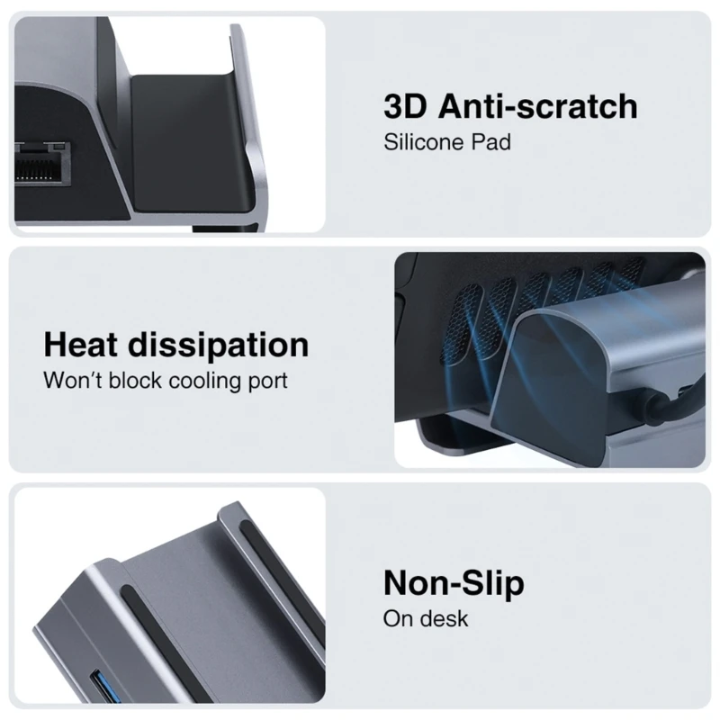 6 in 1 USB3.0 허브 Type-C 어댑터 도킹 스테이션 스팀 데크 게이밍 노트북용 HDMI2.0 호환 기가비트 Lan PD60W