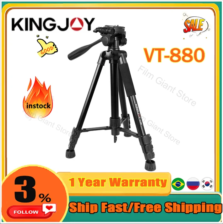 KINGJOY VT880 3 Colors Tripod For Video Camera Stand Profesional For All Models Digital SLR