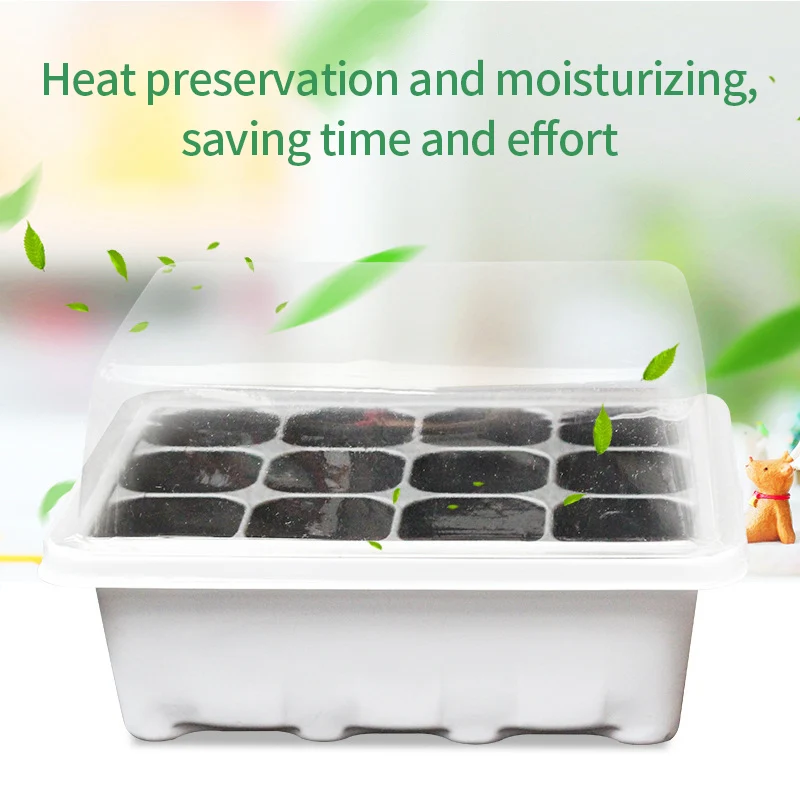 Seedling Box 12 Holes Sowing Nursery Pots Insulation with Lid Succulent Plant Seed Sprout Germination Seedling Pot