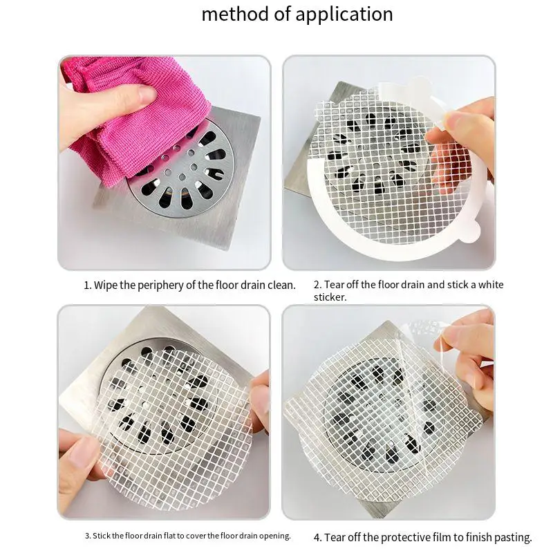 Disposable Shower Drain Hair Catcher Mesh Stickers, Mesh Shower Drain  Covers, Disposable Hair Catchers For Shower, Floor Sink Strainer Filter  Mesh Stickers, Hair Stopper For Bathroom Bathtub, Bathroom Accessories,  Bathroom Tools 