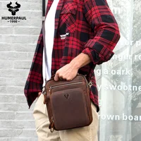 HUMERPAUL sac à bandoulière en cuir véritable pour hommes sacs croisés Vintage grande capacité mâle messager sac fourre-tout voyage Bolso Hombres 6