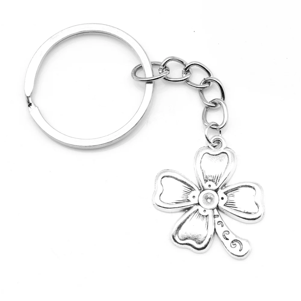 

1 Piece Four-leaf Clover Key Ring Chain Jewelry Wholesale Jewelry 24x28mm