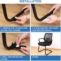 2/4/6PCS Non-Slip Chair Leg Felt Pads Table Foot Holder Hook Loop Fasteners for Office Chair U-shaped Iron Pipe Protection Cover 6