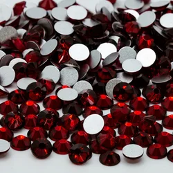 Crystal Rhinestones Collection - Non Hot Fix Flat Back Decorative Gems for Nails & Fabric Embellishments (Crimson)