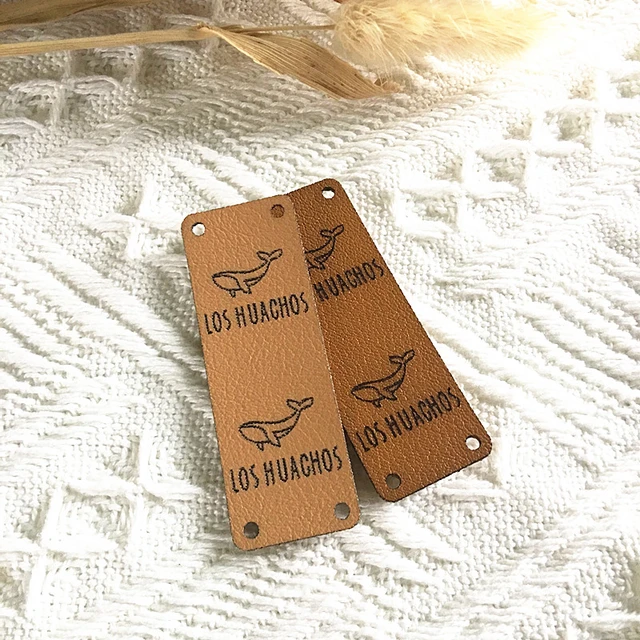  Personalized Small Labels With Flat or Ball Rivet, Knitting  Beanie Tags, Leather Tags, Crochet tags, Leather Label for Knitted Hanmade  items, : Handmade Products