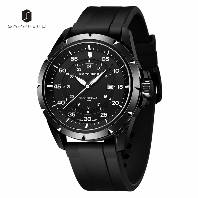 Watches for Men SAPPHERO Stainless Steel Waterproof 10ATM Silicone Strap Quartz Movement Wristwatch Advanced Luxury Fsahion Gift 1