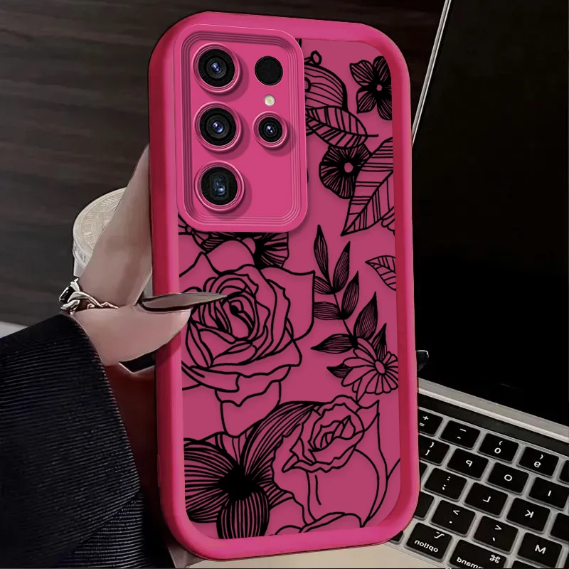 Retro Black Flower Phone Case - Stylish Protective Cover