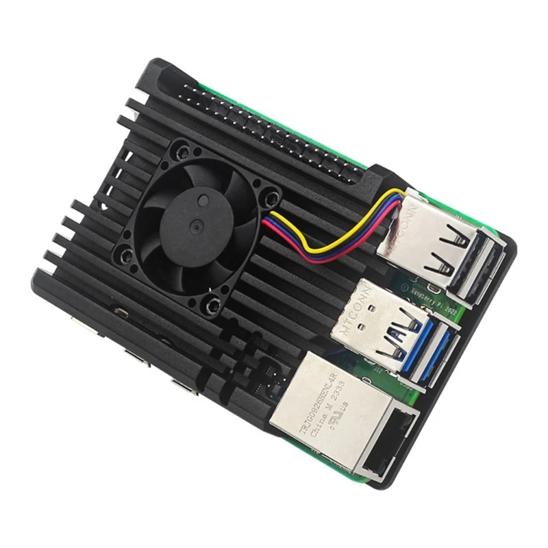 

Прочный алюминиевый корпус Вентилятор охлаждения для радиатора RPI 5 Эффективное рассеивание тепла Быстрая установка