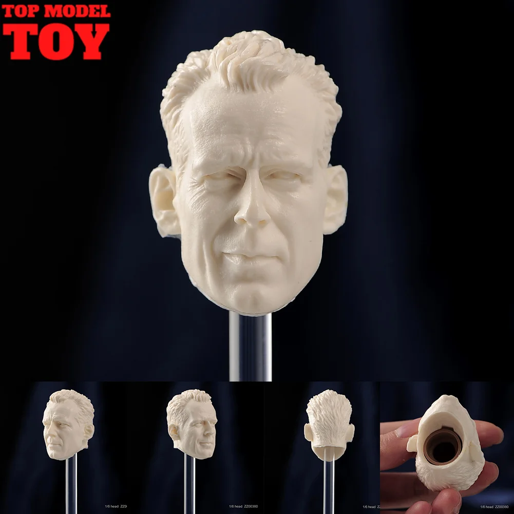 Unpainted 1/6 Kylin Zhang Brad Pitt Paul Walker Ronaldo Bruce Willis Man  Head Sculpt Carving Fit 12'' Male Soldier Action Figure - AliExpress, image size:1001x1001