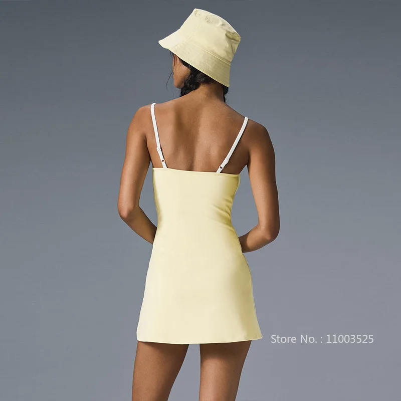 Golf Tennis Dress with Pad Sports Set Yoga for Women Backless Workout Pickleball Dresses Sleevesless Badminton Skorts Activewear