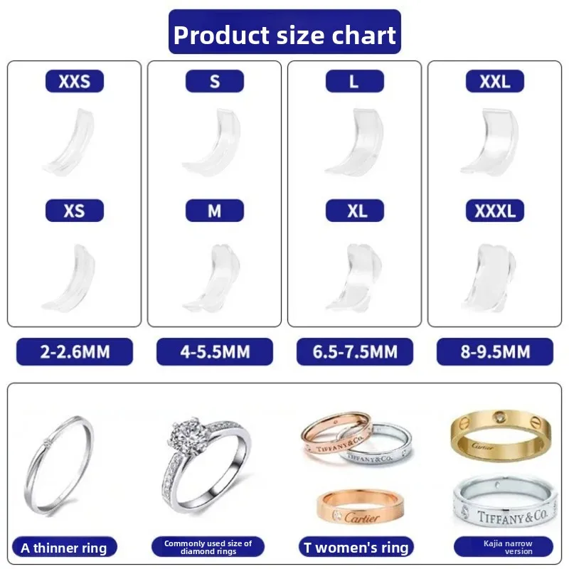 8-Piece Set Soft Silicone Ring Size Adjuster