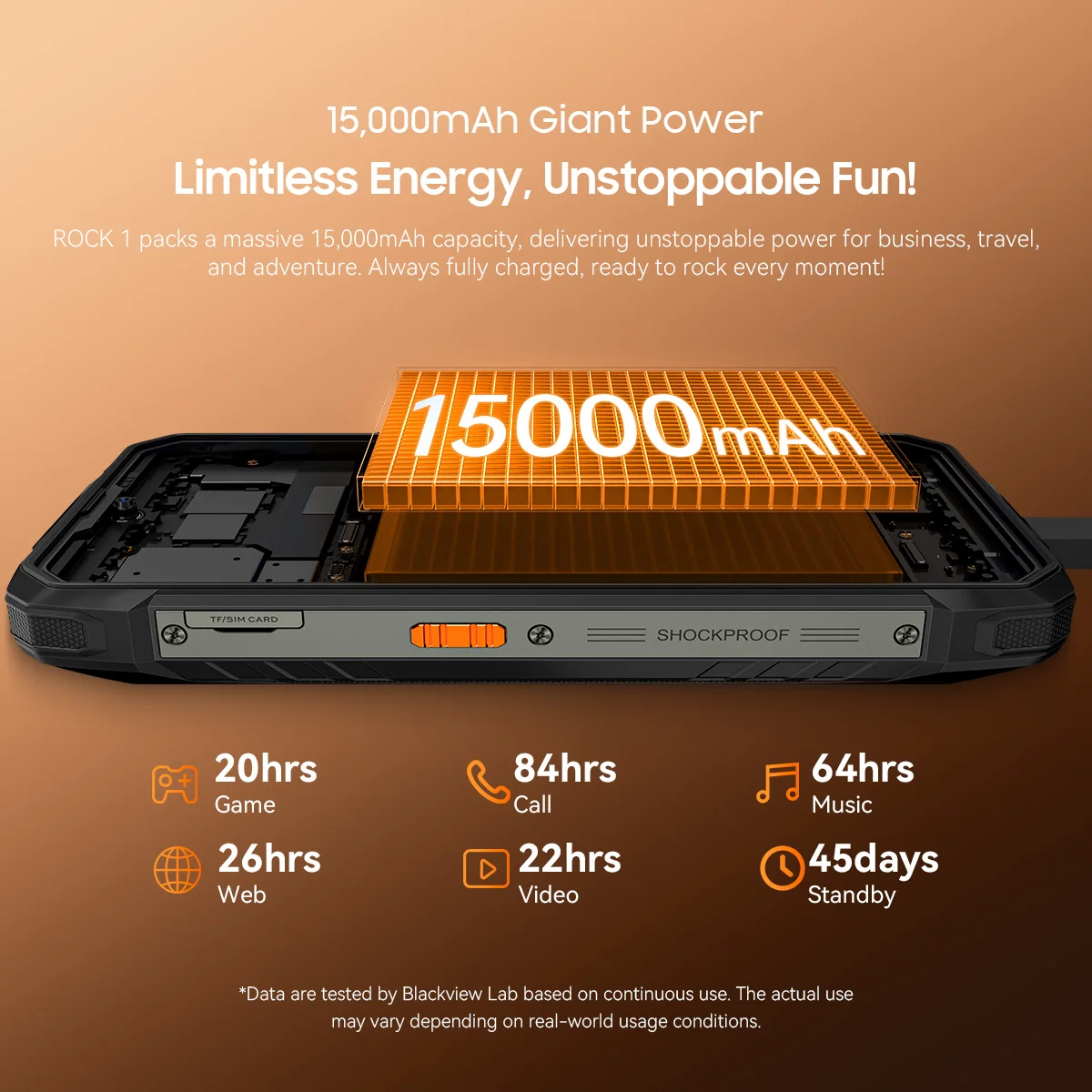 Blackview ROCK 1 Rugged Phone,6.56-inch 90Hz Display,8GB RAM  256GB ROM,15000mAh/33W, MediaTek Helio G81,Android 16 Smartphone