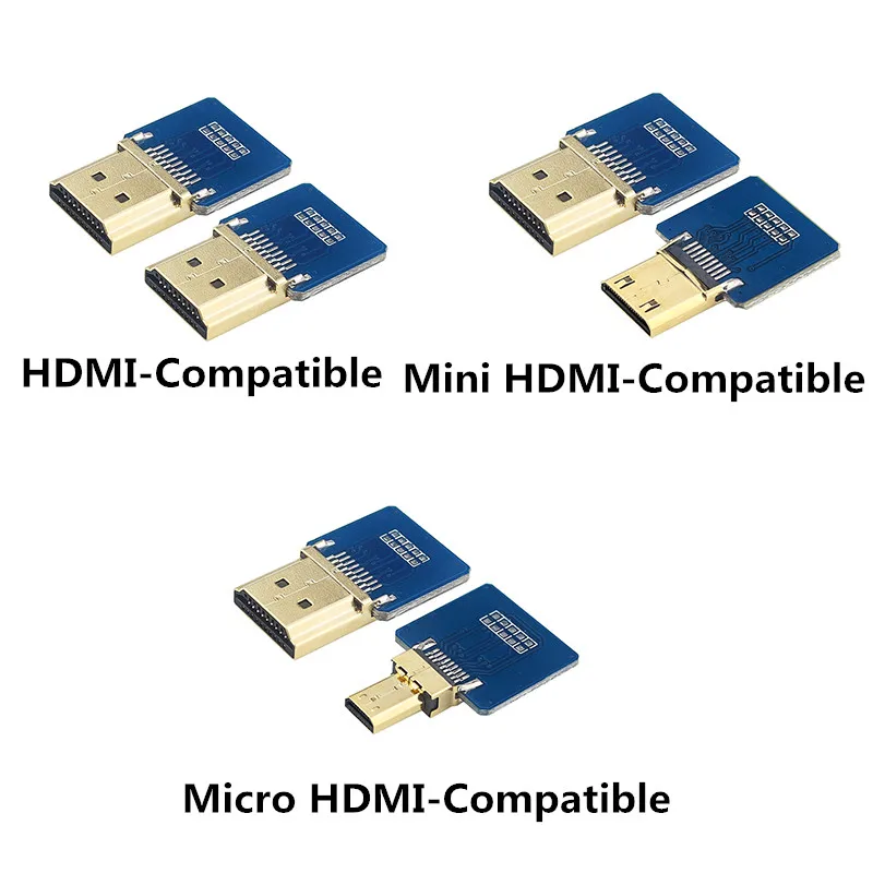 Ribbon FPV HDMI-Compatible Connector Flexible Flat Cable Raspberry Pi 4 Micro  HDMI to HDMI/Mini HDMI Female 90 Degree FFC 20pin
