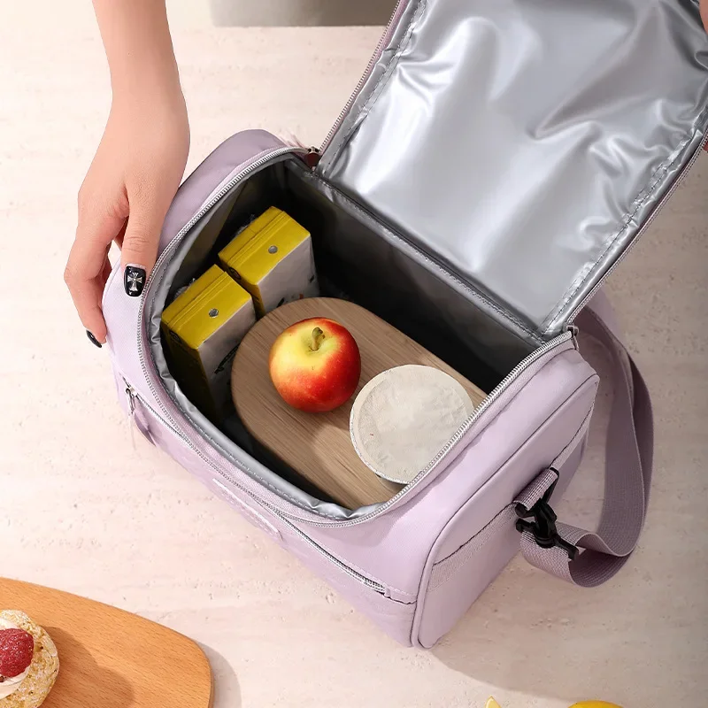 New women's shoulder insulated bag, ice pack, bento bag, large capacity thickened food refrigerated bag, student lunch box bag 3