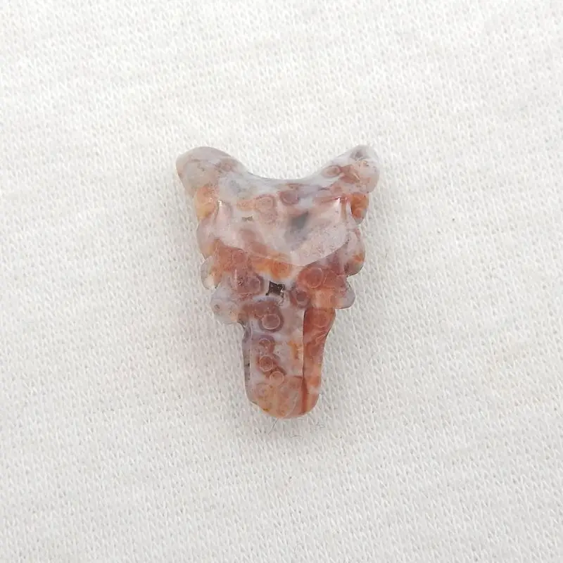 Natural Stone Ocean Jasper Handcarved Wolf Head Pendant Bead 21x15x8mm 2g Semiprecious DIY Jewelry Making Necklace Accessories