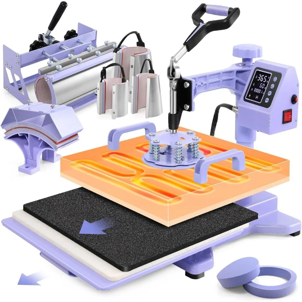 Heat Press Machine for T Shirts 15x15 with 30OZ Tumbler Press 8 in 1 Slide Out & Swing Away Digital Heat Transfer 1