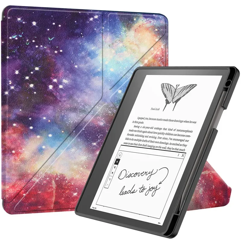 Premium 10.2-Inch PU Leather Multi-folding Ebook Cover with Stand and Pencil Holder