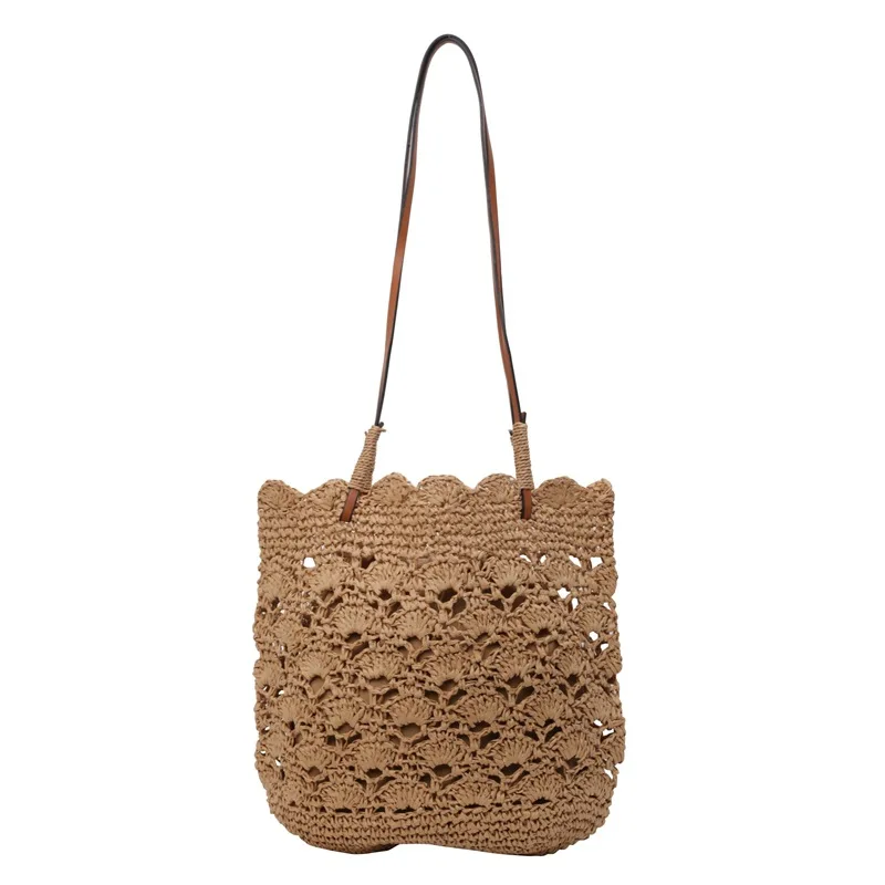 Luxury Design Straw Woven Tote Bags Summer Casual Large Capacity Handbags New Fashion Beach Women Shoulder Simple Style Shopping